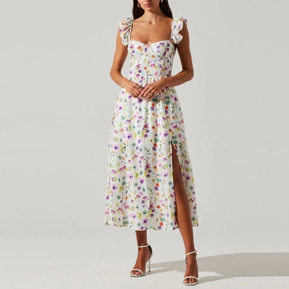 NWT ASTR the Label Wedelia Floral Bustier Midi Dress - Picture 2 of 6